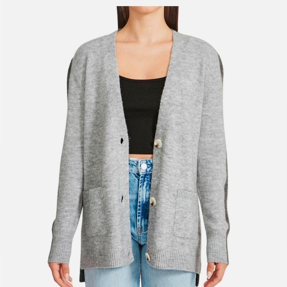 BB DAKOTA STEVE MADDEN 2 TONE BLOCK CARDIGAN SWEATER BUTTON FRONT SMALL
